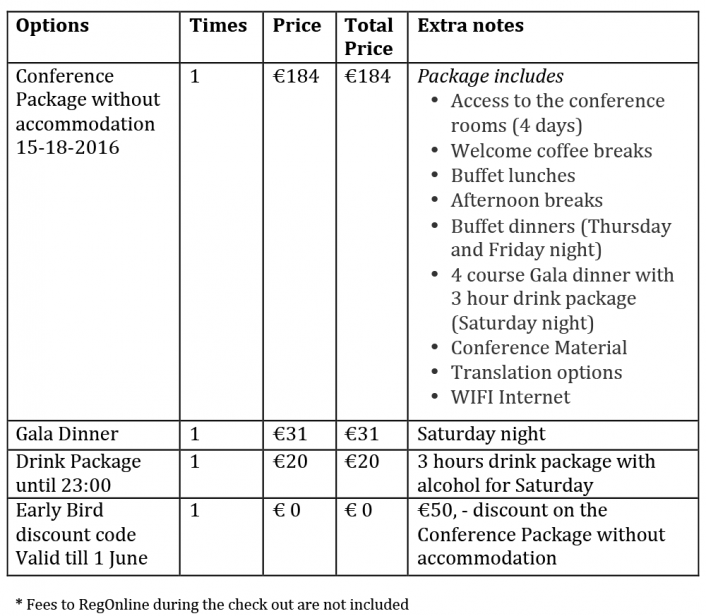 Price list European Urantia Conference 